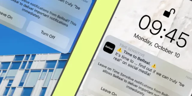 Two screens showing the BeReal notification