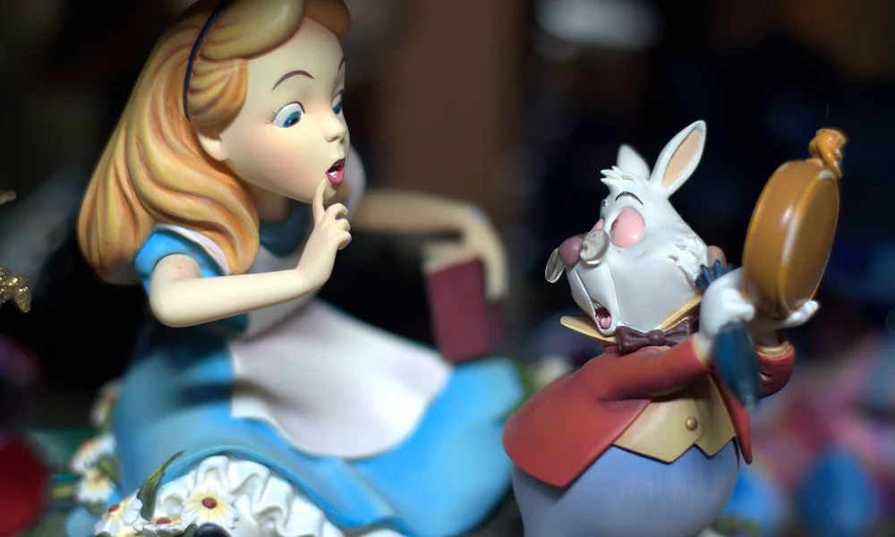 Alice being warned by the rabbit he is terribly late