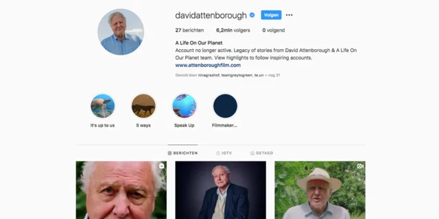 David Attenborough's Instagram account
