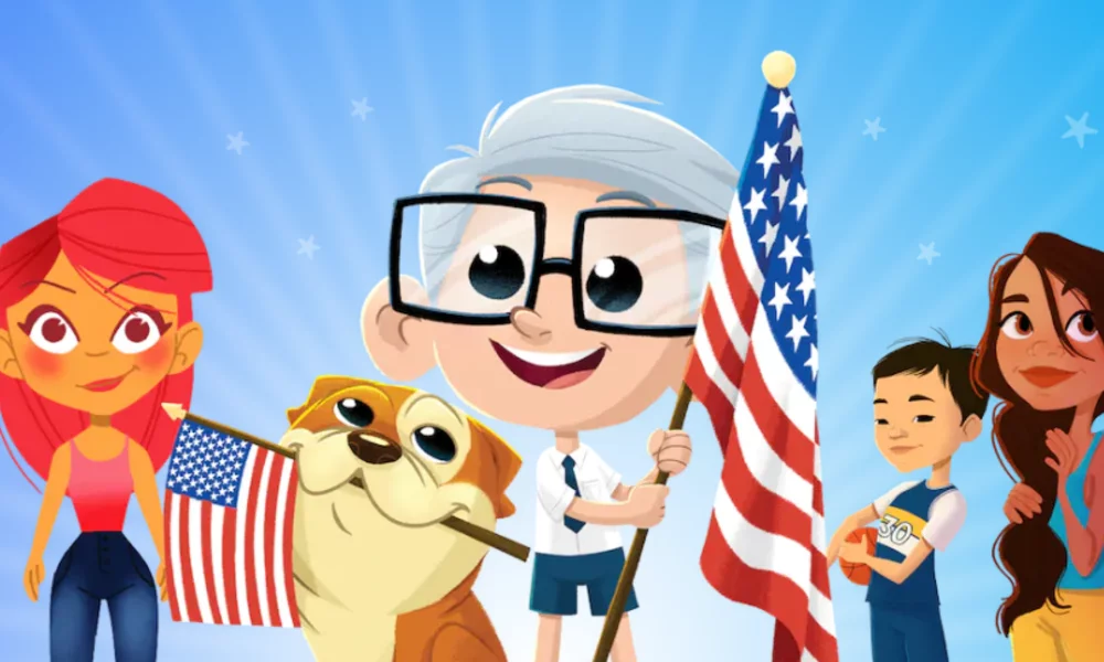 Banner of PragerU Kids featuring the characters from their shows