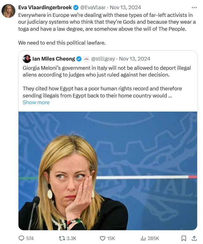 Screenshot of Eva Vlaardingerbroek's post on X.