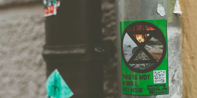 Poster Extinction Rebellion on a lamppost