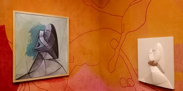 Museum wall with paintings