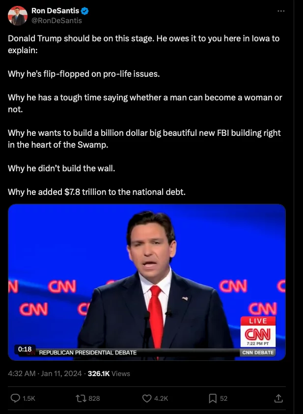 Screenshot on X by @RonDeSantis