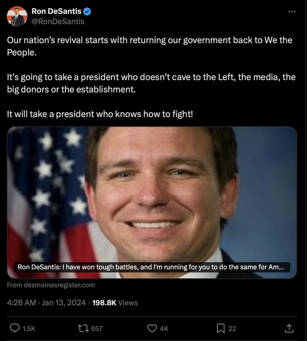 Screenshot on X by @RonDeSantis