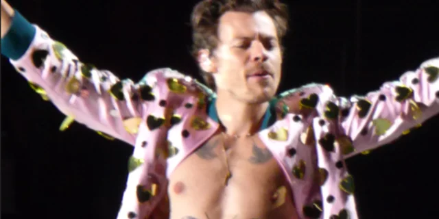 A photo of Harry Styles during Love on Tour in Amsterdam (Van Der Zanden, 2023).
