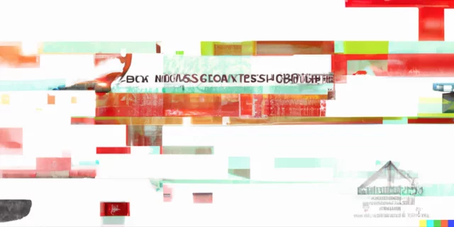 White field and colored blocks, unintelligible text