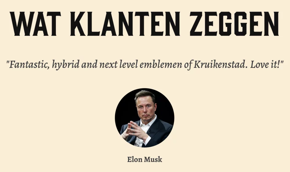 A review on kruikenemblemen.nl by Elon Musk